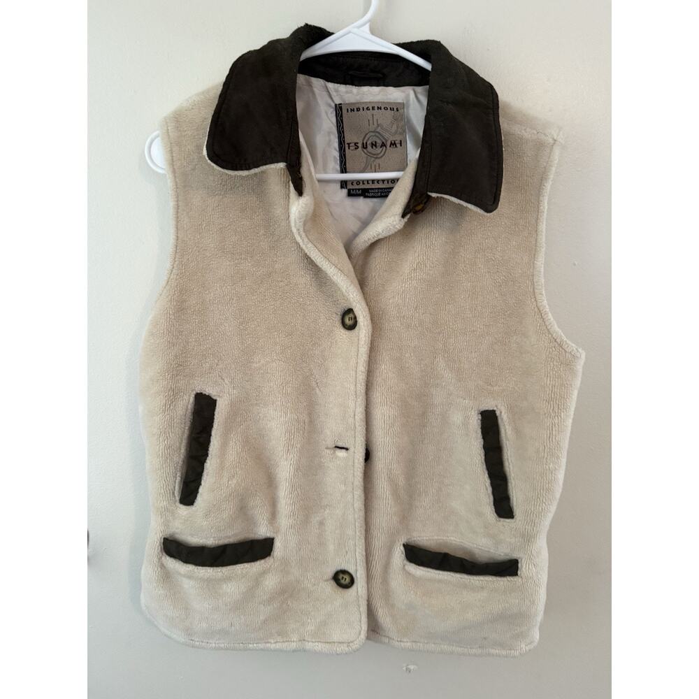 Indigenous Tsunami Sherpa Vest Mens M Cream Fleece Western Outdoor Canada